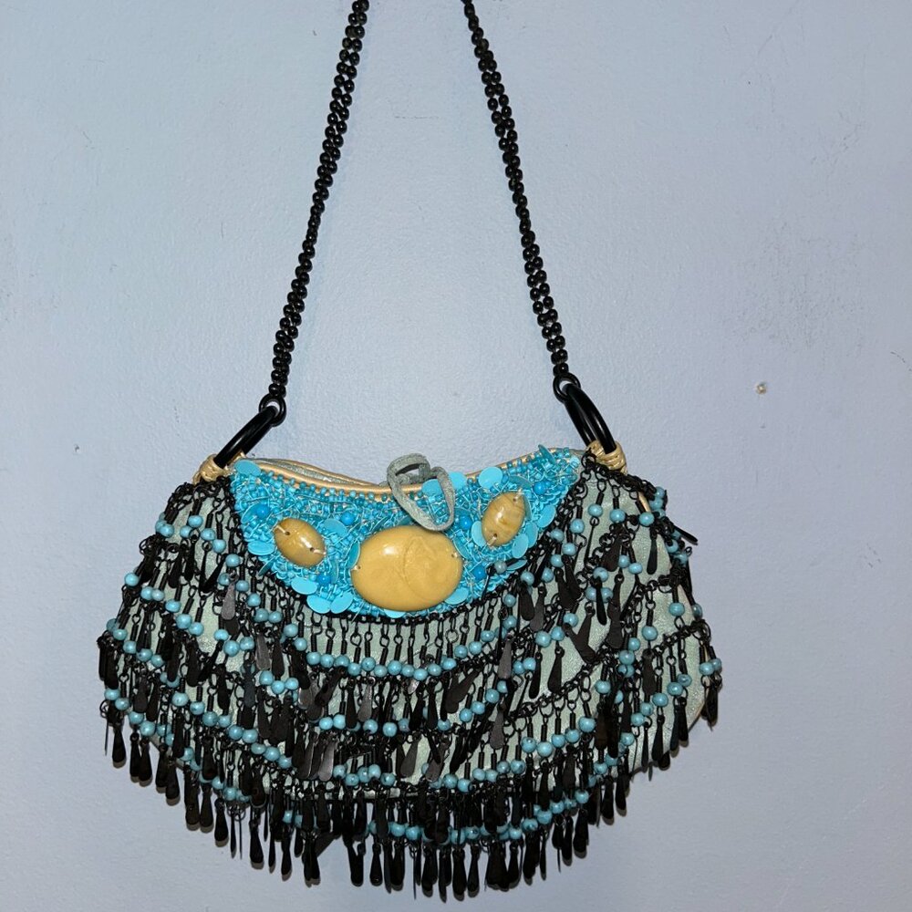 Jamin Puech Beaded Bag Turquoise and Black, mini bag - Picture 4 of 6